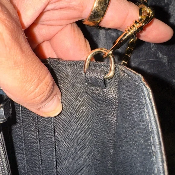 Rebecca Minkoff Black Studded Leather wallet purse with Gold Chain - Picture 16 of 16